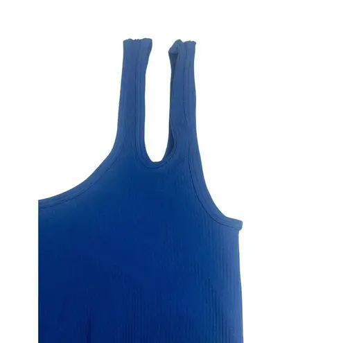 ZARA  Asymmetric Double Strap Ribbed Crop Tank Top / Sports Bra XS Royal Blue