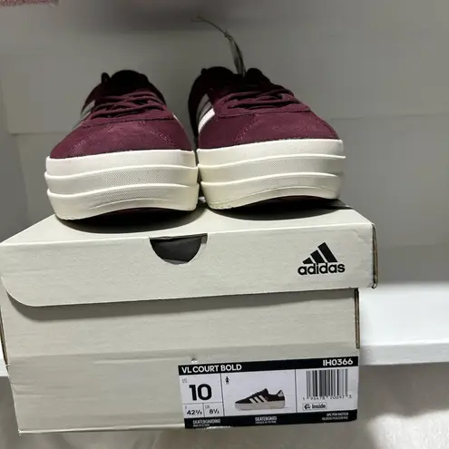 Adidas  Maroon white VL Court Bold. Size 10.BNIB.