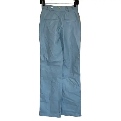 Nanushka Silke Pants in Azure Small New Womens Vegan Faux leather Blue Trousers