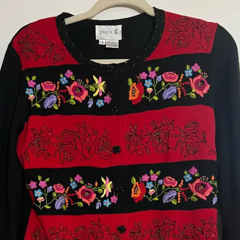 🌹 Just B Floral Embroidered Sweater – Size S – Bold, Artistic, and Beautiful Black