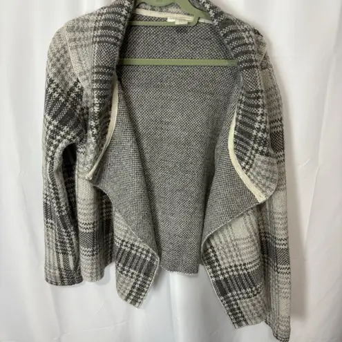 Christian Siriano NY Gray Plaid Wool Blend Cowl Neck One Button Sweater XL White