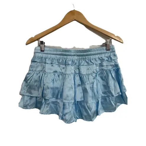 Shug Lala Mini Skirt Skort 100% Silk Blue Medium NWT$299