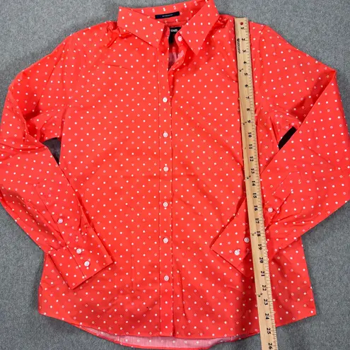 Lands' End No Iron Supima Button Down Shirt Women's 12 Watermelon Sorbet Print Pink