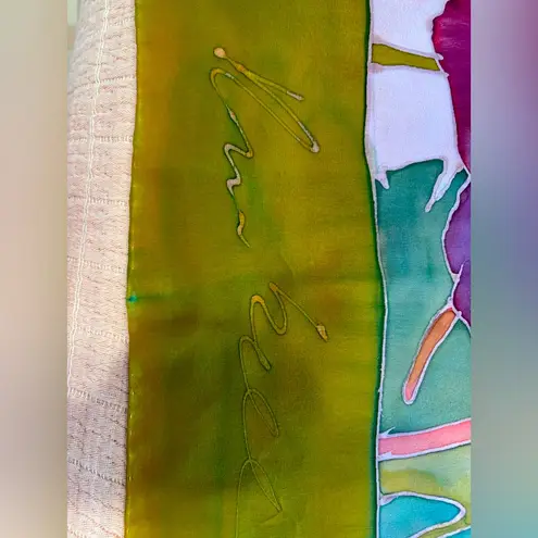 Hand painted Floral Silk Scarf 14 by 56” Pink