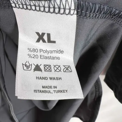 LYRA Modest Swim Dress Dark Gray Quarter Zip Long Sleeve Dress Sun Protection XL