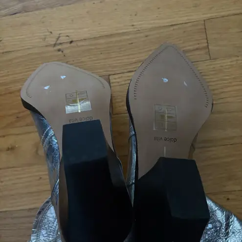 Dolce Vita Silver Leather Wide Calf Western Boots Size 6