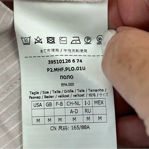 Max Mara Light Pink Edmea Button Down Blouse Medium Striped Mandarin Collar NEW