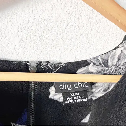 City Chic Epic Floral Mini Dress in Black