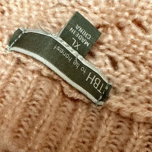 TBH To Be Honest Women Sz XL Pink V Neck Open Knit Sweater Romantic Girly Ballet