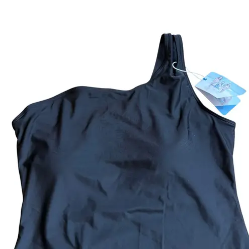 NWT Evolyline Asymmetric Black Swimsuit One Shoulder XXL Minimalist Resort