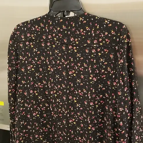 Sézane 💕MADEWELL ET SEZANE💕 Elly 100% Silk Shirtdress ~ Black Floral Print Large L