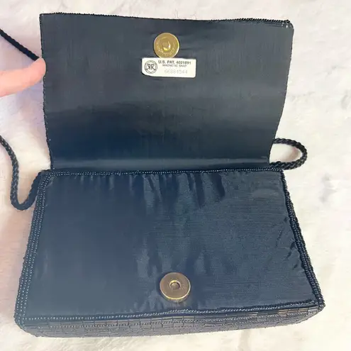 Vintage Art Deco Black & Gold Beaded Evening Bag Purse Crossbody or Clutch