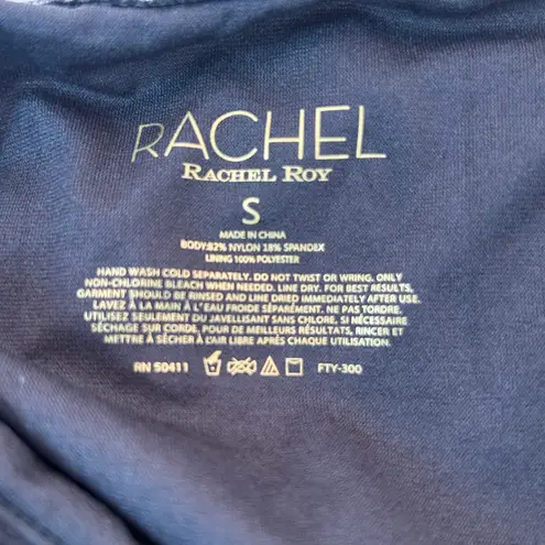 Rachel Roy One Piece Swimsuit Snake Print Halter Neck Women's Size S Black