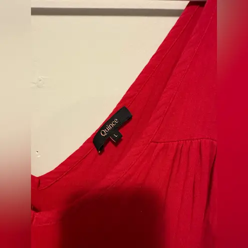 Quince 100% Organic Cotton Gauze Tiered Maxi Dress Wild Cherry Size L Red Size L