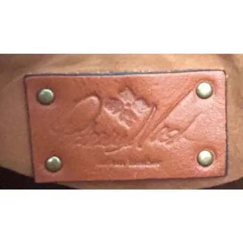 Patricia Nash Leather Sherpa Brown Shoulder Bag Crossbody Pom Pom Accents Cute