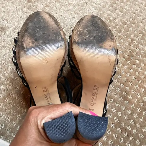 Charles by Charles David Black Block Heel Platform Strappy Sandal SZ 10 HOCO