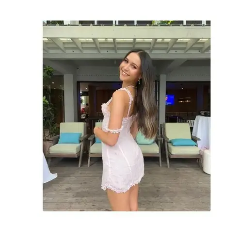 NEW The Bar Sz 2 Jade Floral Jacquard Chiffon Mini Dress Rose Pink