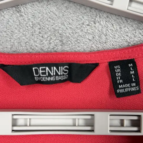 Dennis Basso Dennis by Blouse Medium Pink Lace Trim Balloon Sleeve Casual Chic