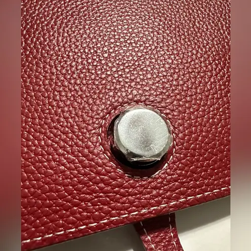 Red Pebbled Grain Genuine Leather Wallet Short Wallet