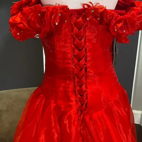 Women’s Red Fairy Tale Prom Party Dress Butterflies Corset Back Size 4 NWT