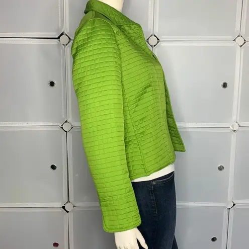 Harvé Benard Harve Bernard Vintage Lime Green Quilted Open Front Jacket Size 4
