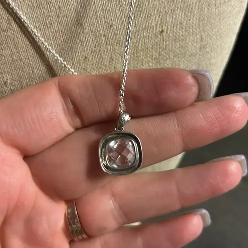 Nice VTG Sterling Silver Marcasite & Quartz Pendant Necklace 16"