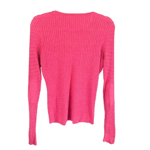 Massimo Dutti A4 Pink Silk Cotton Cashmere Blend V-Neck Long Sleeve Sweater