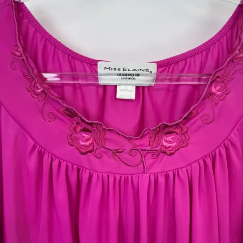 Vintage Miss Elaine Nightgown Short Sleeve Sleep Dress Pink Nylon Large