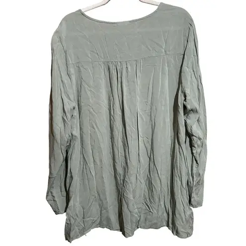 Avenue Top Womens 22 24 Green Boho Embroidered Tunic Blouse Ladies