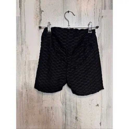 Black Textured Scrunch Booty Shorts | Size Small