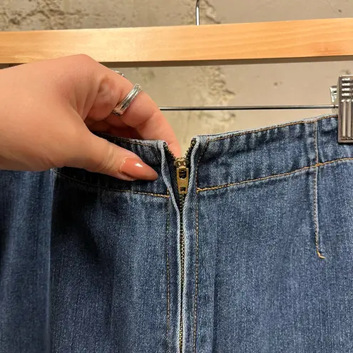 Carolina Blues Lace Up Suede Leather Tie Denim Maxi Skirt Renaissance Modest 10