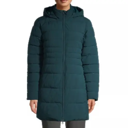 Swiss Tech Women’s Blue Green Puffer Jacket Hooded Quilted Design Size L 12/14 Blue Size L