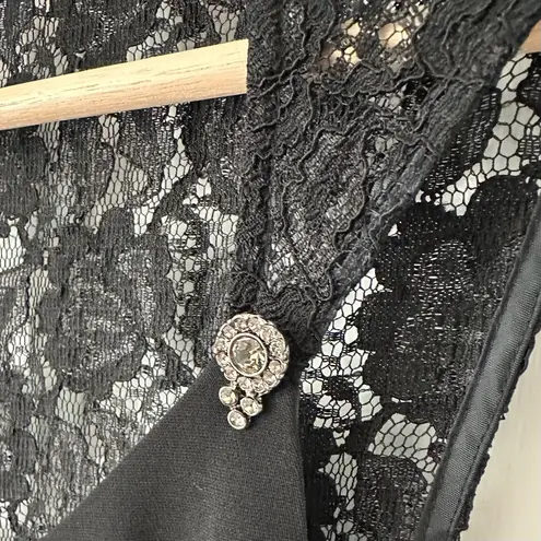 Jones Wear A-Line Empire Black Lace Jeweled Cocktail Party Midi Dress Size 6