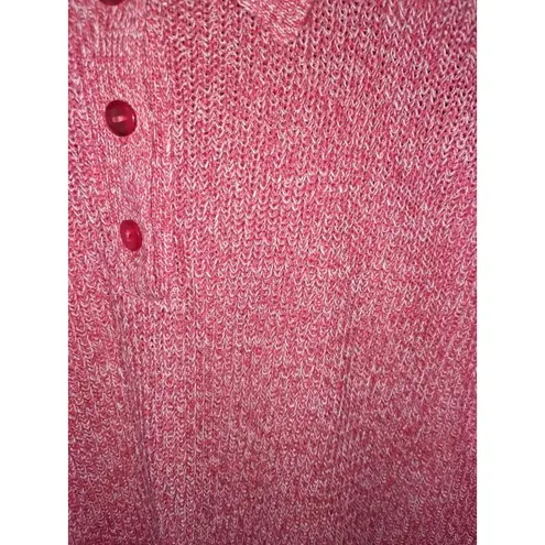 Norm Thompson Linen Blend Red Short Sleeve Polo Knit Sweater Size Medium