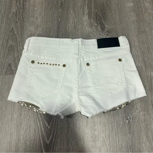 Affliction NEW Vikki Studded White Cut Off Shorts Y2K Size 28