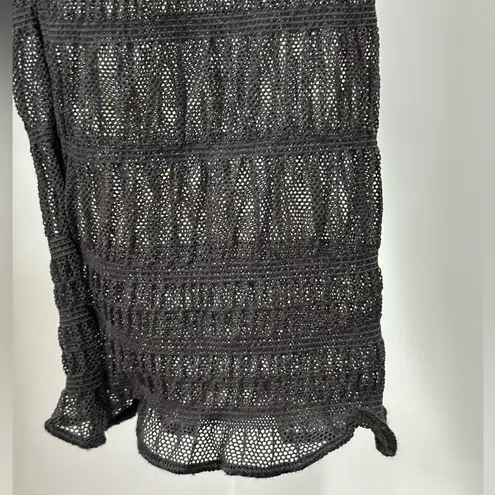 Find Me Now Second Skin Ross Mesh Top Long Sleeve Mock Neck Small Gray Edgy Chic