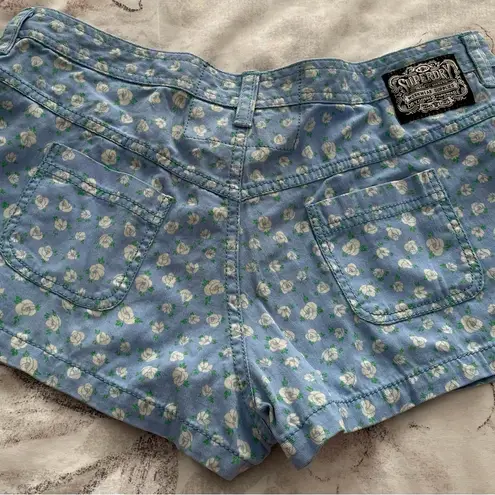 Superdry NWT  Bluebell light blue ditsy floral 100% cotton embroidered shorts S