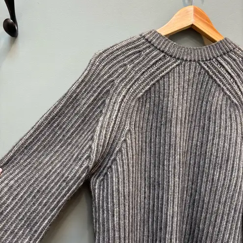 NAADAM Wool & Cashmere Ribbed Crewneck Barrel Sleeve Sweater Chunky Knit S Gray