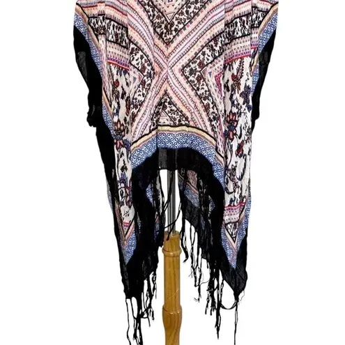 BOHO SHABBY CHIC Bohemian Diamond Tassel Kimono Colorful Lightweight Cardigan OS Size undefined