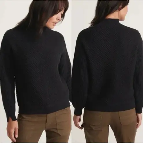 Marine layer Black Skylar Sweater Womens XS Turtleneck Cotton Wool Blend Ribbed