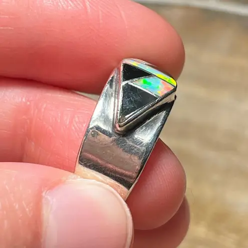 Onyx Vintage Inlay Black & Opal 925 Sterling Silver Ring