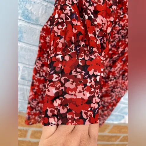 The Kooples FLOWING RED DRESS WITH FLORAL MOTIF SIZE 0