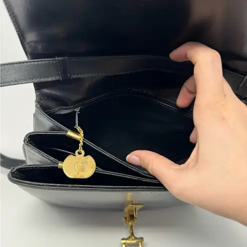 CELINE Vintage Horse Carriage Bag – Black Leather Crossbody - Gold Logo Hardware