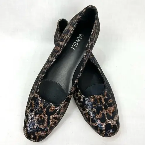 VANELI Leopard Print Leather Flats Frankie Sz 9.5 Slip On Shoes Animal Print Black