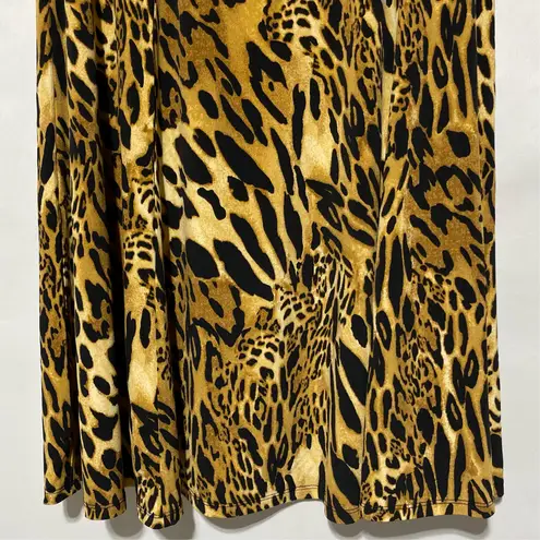 Susan Graver New Leopard Print Liquid Knit Midi Skirt Neutral Size Medium