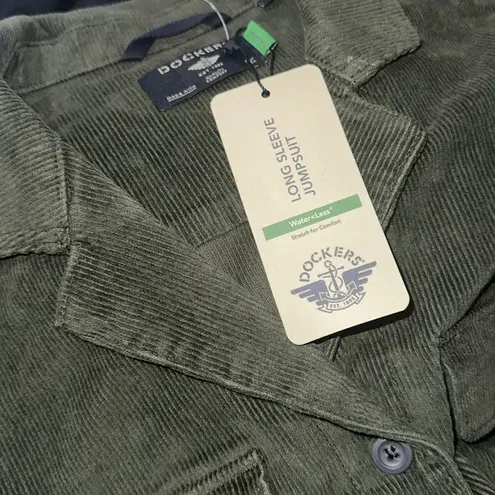 Dockers NWT Green Corduroy Long Sleeve Utility Jumpsuit Small
