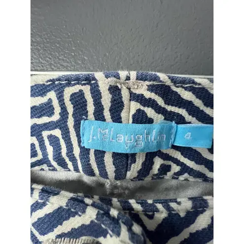 J. McLaughlin Women's Blue and Ivory Patterened Jeans Size 4