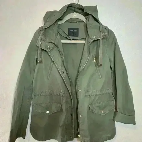 Love Tree  Women's Utility Jacket Army Green Hooded Size Small‎ thumbnail 4