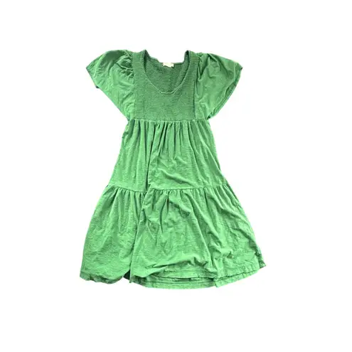 Nation Ltd Jacie Dress Fern Green Smocked Tiered Flutter Sleeve Midi Size S