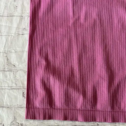 CRZ Yoga Pink Ribbed Seamless Racerback Workout Tank Top Large Pink